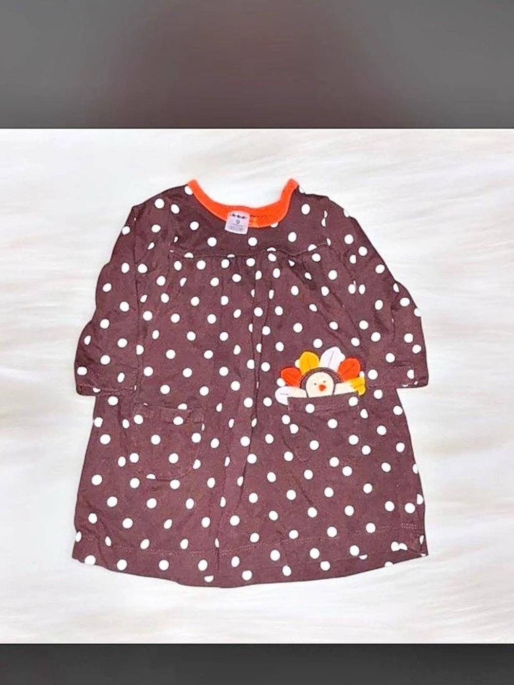 Kids Brown & Orange Polka Dot Dress